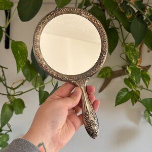 Vintage Silver Plated Hand Held Mirror